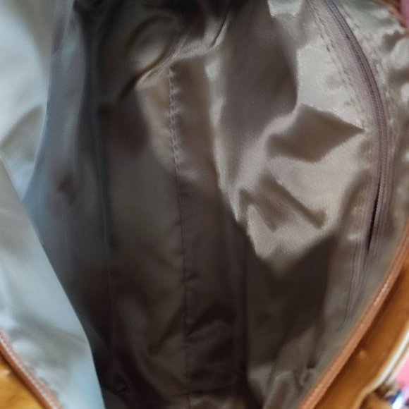 Laura Scott hand / shoulder bag / purse cream with brawn design - Picture 7 of 10